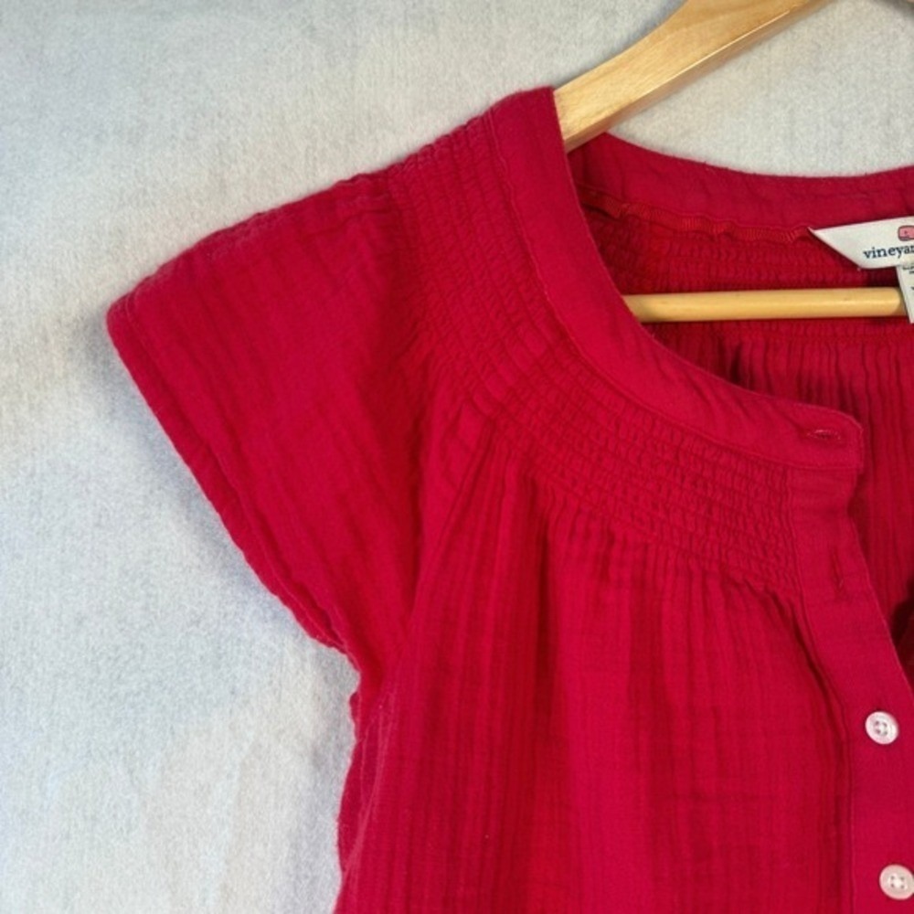 Vineyard Vines Gauze Flutter Sleeve Top Lighthouse Red - XXS - Picture 3 of 9